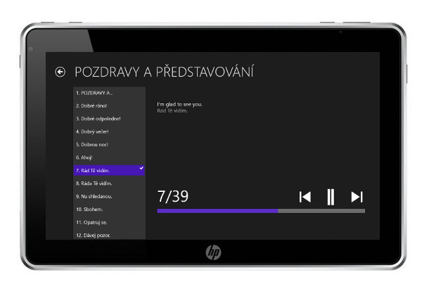 Konverzace na cesty na tabletu s Windows 8 - seznam vět